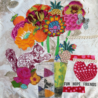 Collage Art: Embroidered Patchwork Folk Art110T - Product Image