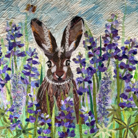 Rabbit and Lupine Collage  400F - Product Image